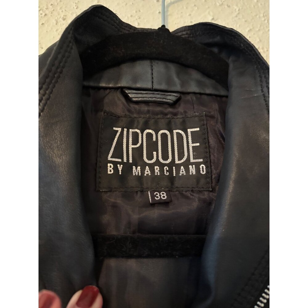 Zipcode By Marciano Black Soft Leather Sleeveless Moto Vest Zip up S Rare - Picture 3 of 9